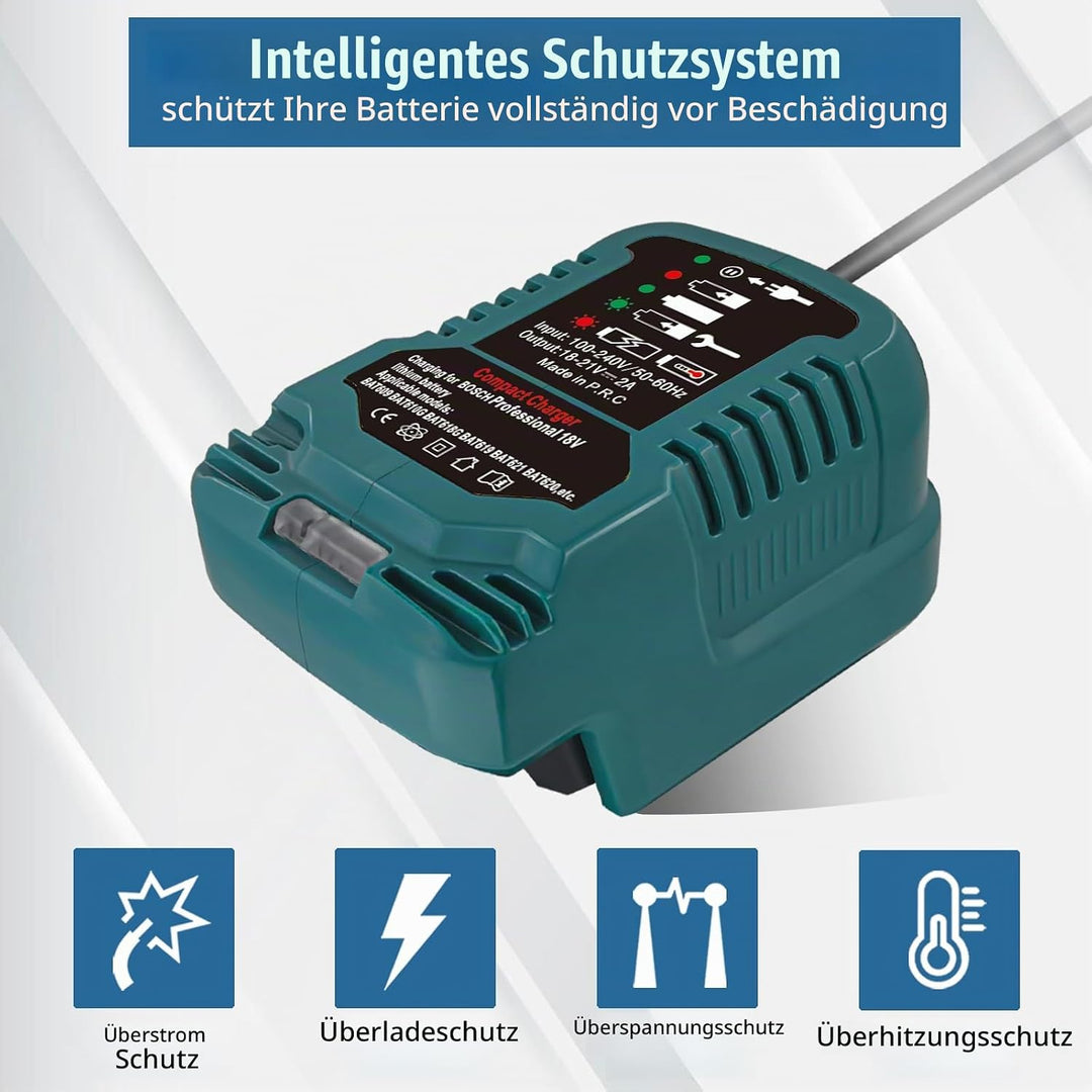 Ladegerät für Bosch Professional 18V Akku, 220V Ultraschnellladegerät für Bosch Procore GBA 18V Syst