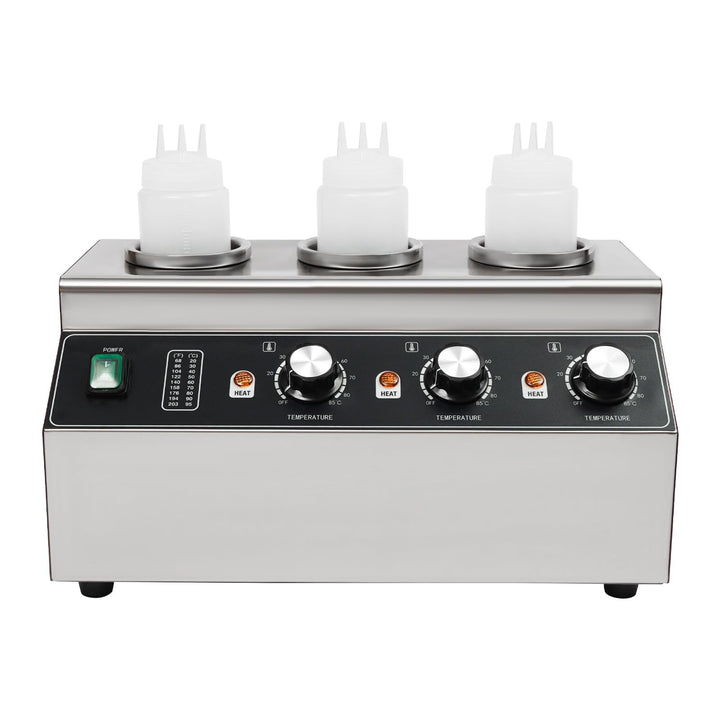 300W Elektrischer Saucenwärmer mit 3 Sauce Flaschen, Edelstahl Elektro Sauce Wärmer 30-85 ℃, Käsesau