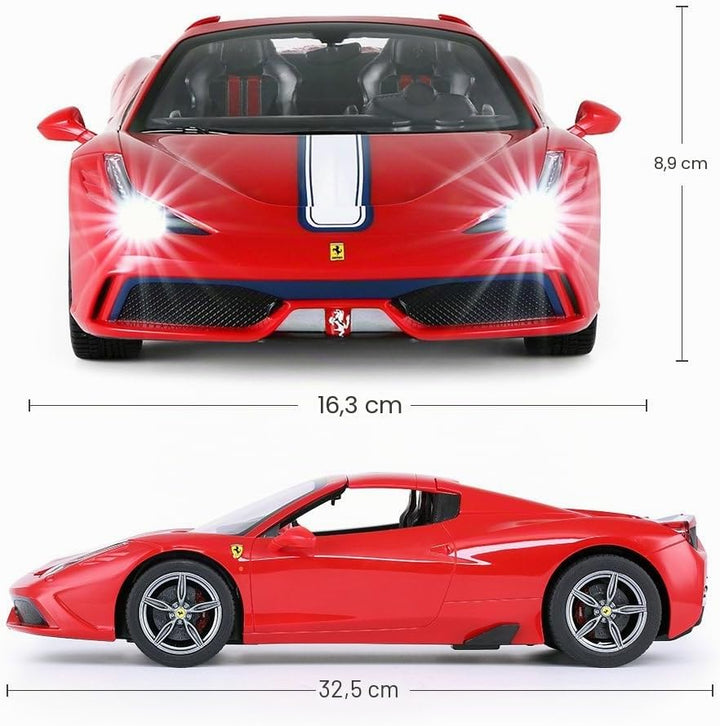 Rastar Ferrari ferngesteuertes Auto, 1 : 14 Ferrari 458, Special A, rotes Spielzeugauto – Cabrio, au