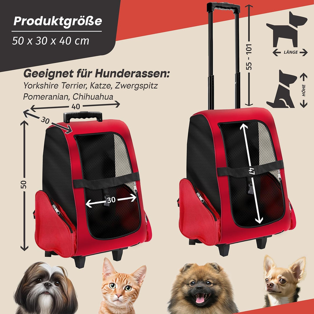 All Pets United Hunde-Trolley Haustier Tragetasche Transportbox für Hunde und Katzen Tier-Trolley Ha