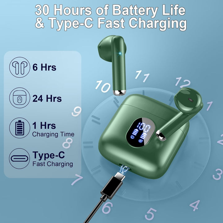 Drsaec Bluetooth 5.4 Kopfhörer, 2025 Neu In Ear Kopfhörer Kabellos Bluetooth 6D Tiefer Bass Kabellos