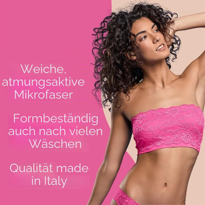 FOCENZA Bandeau Top Spitze Für Damen, Nahtlose Technologie, Einheitsgrösse für alle, Made in Italy E