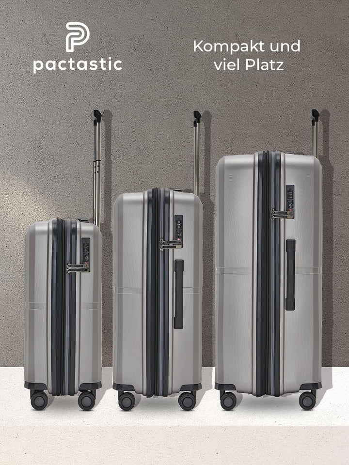 Pactastic Ultra leicht Hartschalen Koffer-Set 3-teilig | Robustes Polypropylen Material | mit Dehnfa