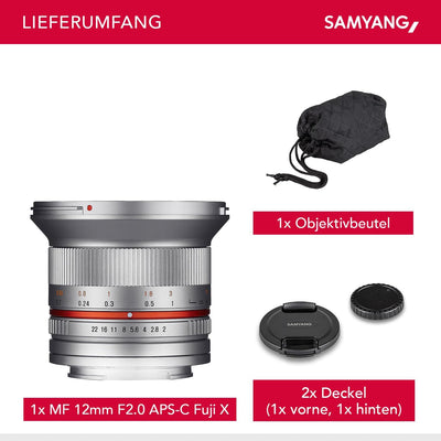 SAMYANG 12mm F2.0 Objektiv für Fuji X – Weitwinkel Objektiv Festbrennweite manueller Fokus Foto Obje