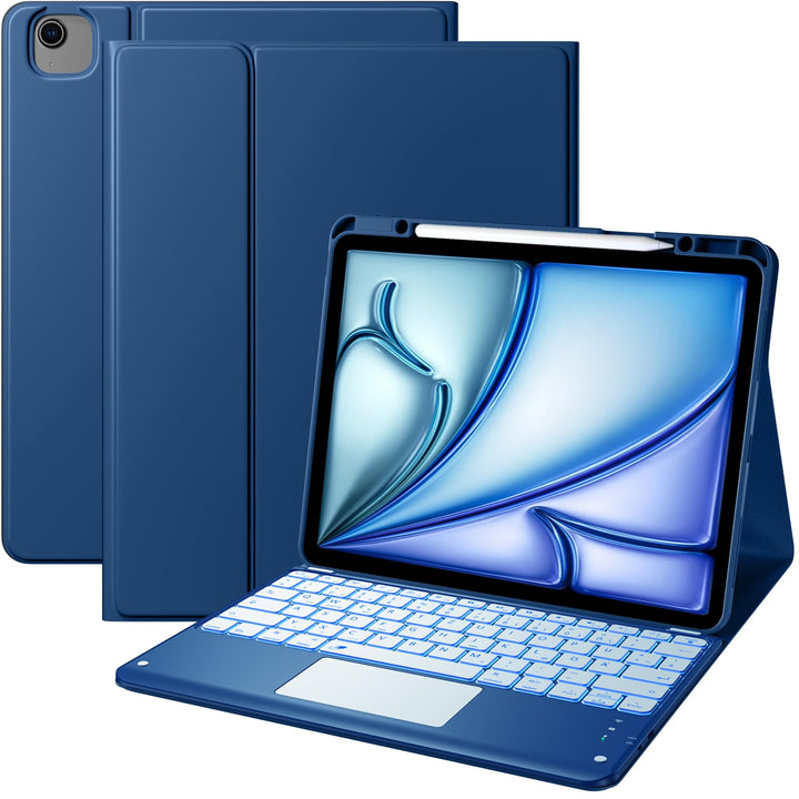 Vobafe Hülle mit Tastatur für iPad Air 13 Zoll 2025 M3/2024 M2, iPad Pro 12.9 (3. 4. 5. 6. Gen), QWE