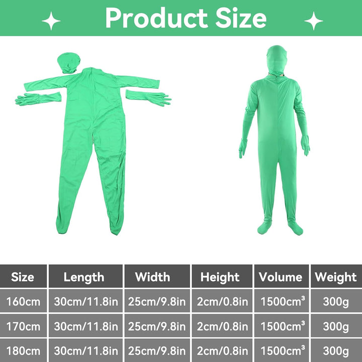 Green Screen Bodysuit Für Fotografie, Ganzkörper Anzug Ganzkörper-Split-Design Für Fotografie Film V