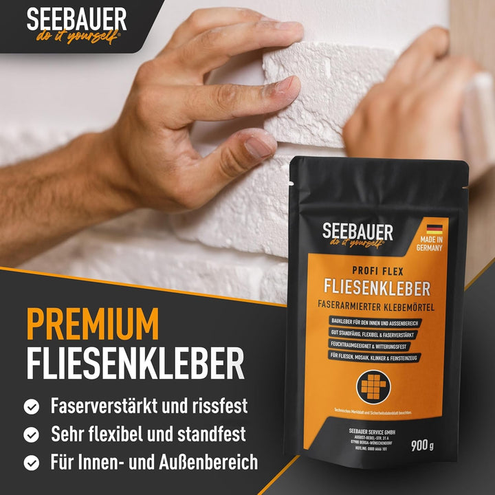 Profi Flex-Fliesenkleber 5 kg - Faserarmierter Flexkleber für Wand- & Bodenfliesen, Mosaik, Riemchen