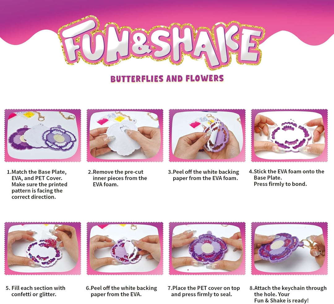 Afufu Shake-its Glitzer Bastelset, DIY Schlüsselanhänger Shaker Kit für Kinder 4-9 Jahre, Kreative B