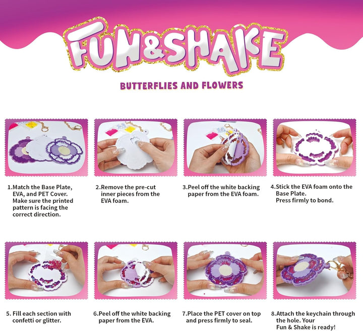 Afufu Shake-its Glitzer Bastelset, DIY Schlüsselanhänger Shaker Kit für Kinder 4-9 Jahre, Kreative B