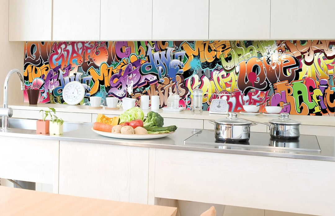 DIMEX Küchenrückwand Folie selbstklebend Graffiti | Klebefolie - Dekofolie - Spritzschutz für Küche