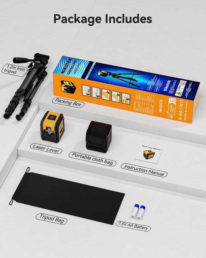 Kreuzlinienlaser, NIKOTEK Laser Wasserwaage (Vertikale/Horizontale Laser, IP54, 2 x AA Batteriem, Sc