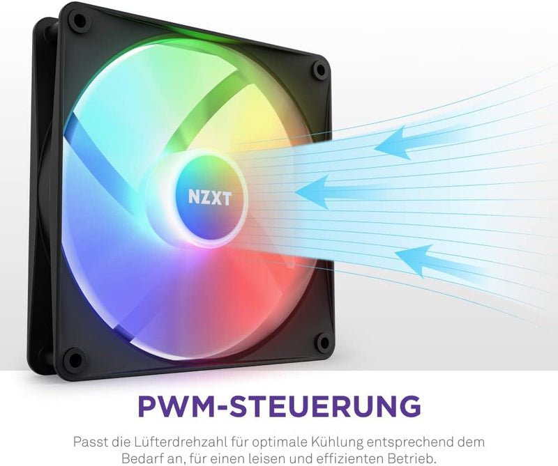 NZXT F140 RGB Core Doppelpackung – 2 × 140 mm nabenmontierte RGB-Lüfter mit RGB-Steuerung – 8 einzel