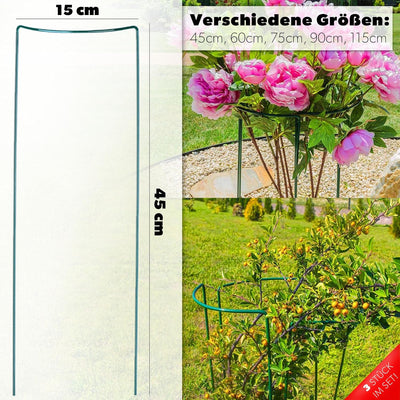 KADAX Pflanzenhalter, 3 Stück, Pflanzenstütze aus Stahl, halbrunde Rankhilfe für Pflanzen, Garten, w