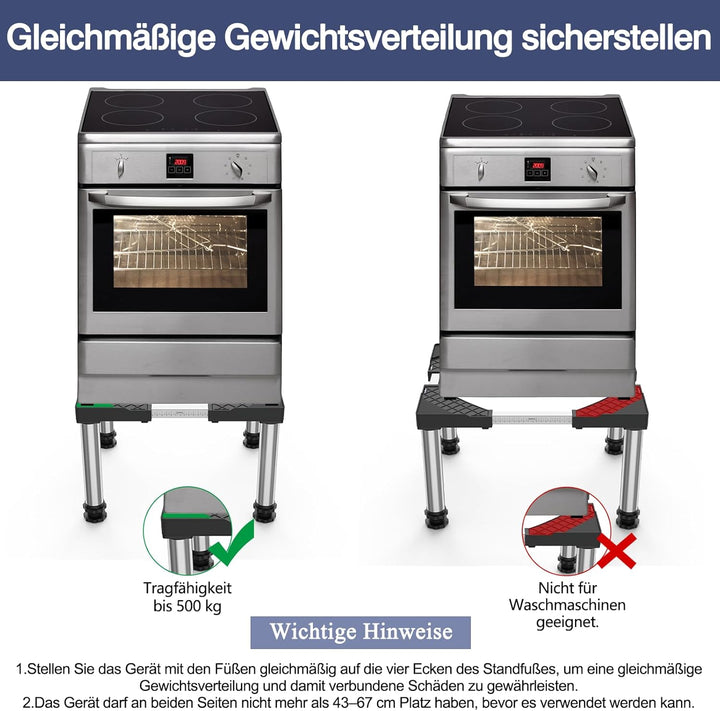 DEWEL Untergestell Kühlschrank erhöhung Höhe 33-36cm Verstellbare unterschrank kühlschrank sockel fü