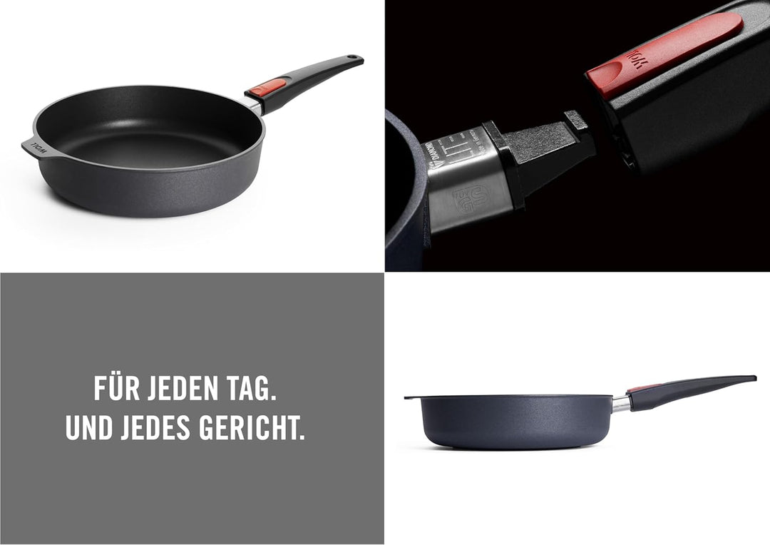 Woll Diamond Lite Hochrandpfanne, Ø 26 cm, 7 cm hoch, mit abnehmbarem Stiel - Geeignet für Ceran, Ga