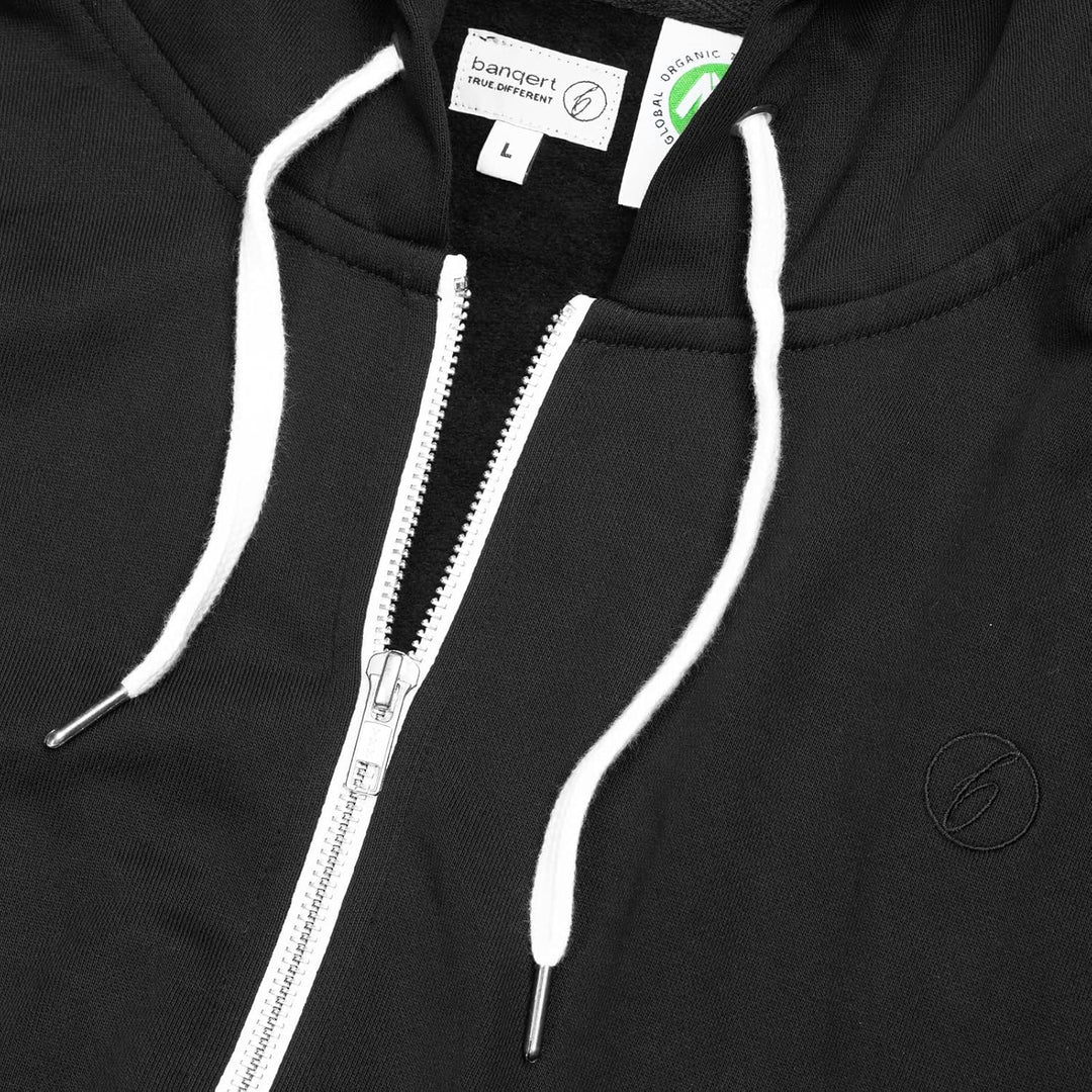 Banqert Herren Hoody | GOTS Zertifiziert | Reine Bio Baumwolle S Black And White, S Black And White