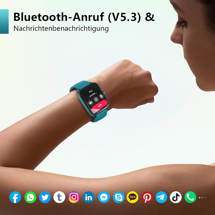 Smartwatch Herren mit Telefonfunktion, Alexa eingebaute, 1.8'' Fitnessuhr Damen mit Herzfrequenz, Sp