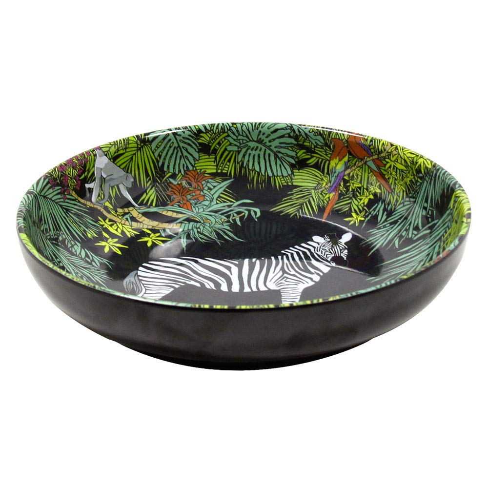 Les Jardins de la Comtesse - Tiefe Schale aus reinem Melamin - Dschungel - 3 l/Ø 25 cm - Schwarz und
