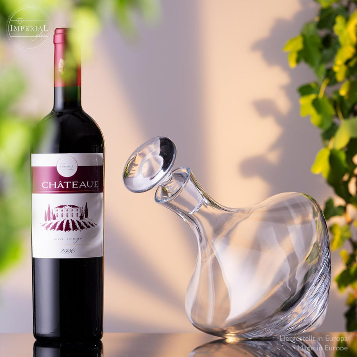 Weindekanter Set mit 4 Rotweingläsern aus Crystalline Glas Serie Rom – handgefertigte Weinkaraffe mi