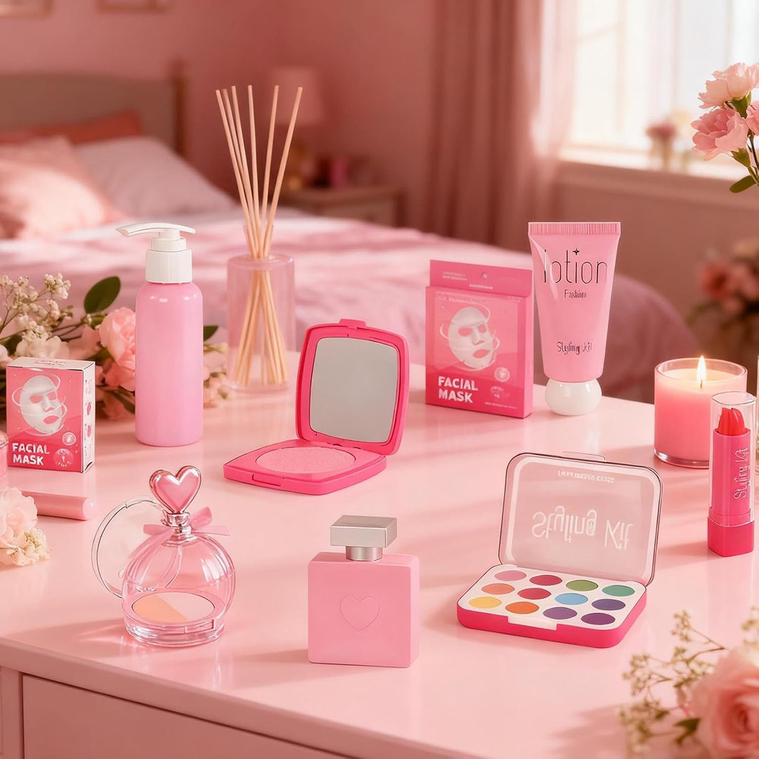 Fake Makeup Set Lustiges realistisches Spielzeug-Set inklusive Pinsel | Spielzeug-Make-up-Set für Ki