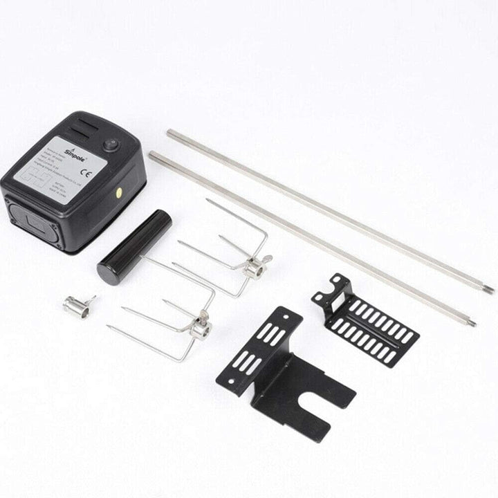 BBQ Grillspiess Set Edelstahl Rotisserie Drehspie Spiess mit Motor, Motorhalterung Drehspiess Grill