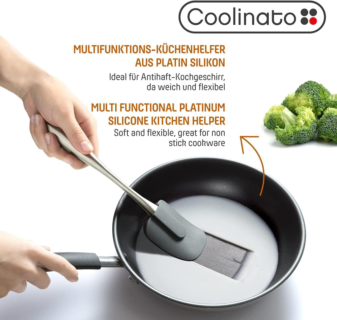 COOLINATO Silikon Edelstahl Kochlöffel 2er Set 25,5cm 29cm, Kochlöffel zum Kochen und Backen, lebens