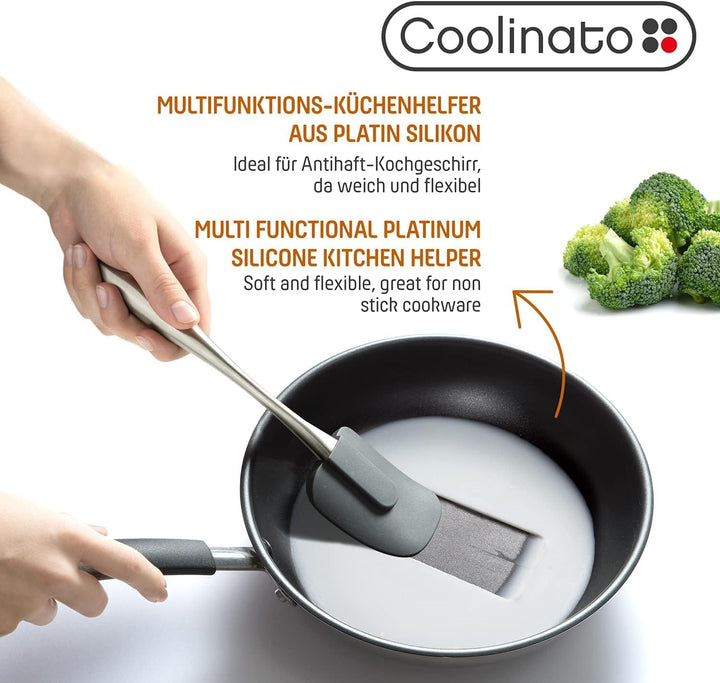 COOLINATO Silikon Edelstahl Kochlöffel 2er Set 25,5cm 29cm, Kochlöffel zum Kochen und Backen, lebens