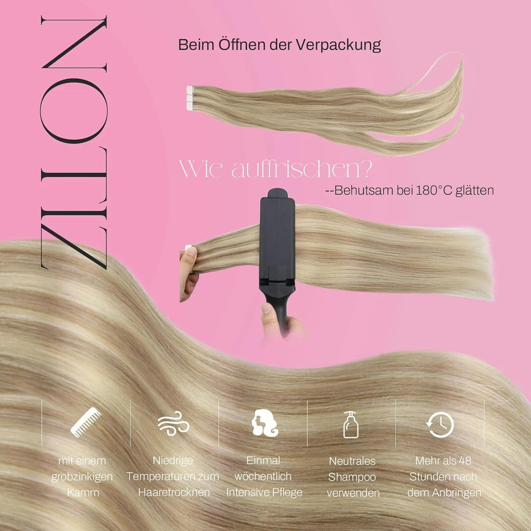 Moresoo Tape Extensions Echthaar Blond Echthaar Extensions Tape Dicke Haare Nahtlose Tape in Extensi
