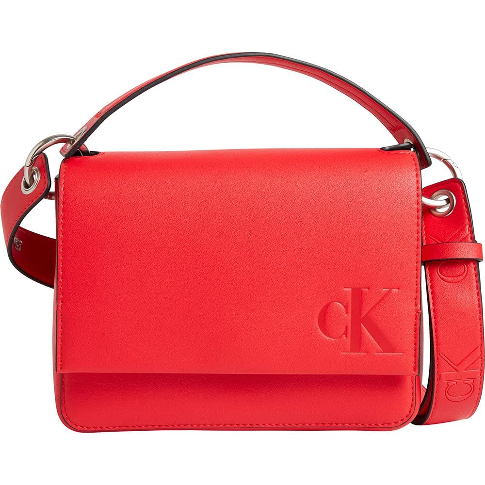 Calvin Klein Damen Sculpted Boxy Top Handle 20 Mono Crossovers, Candy Apple, One Size