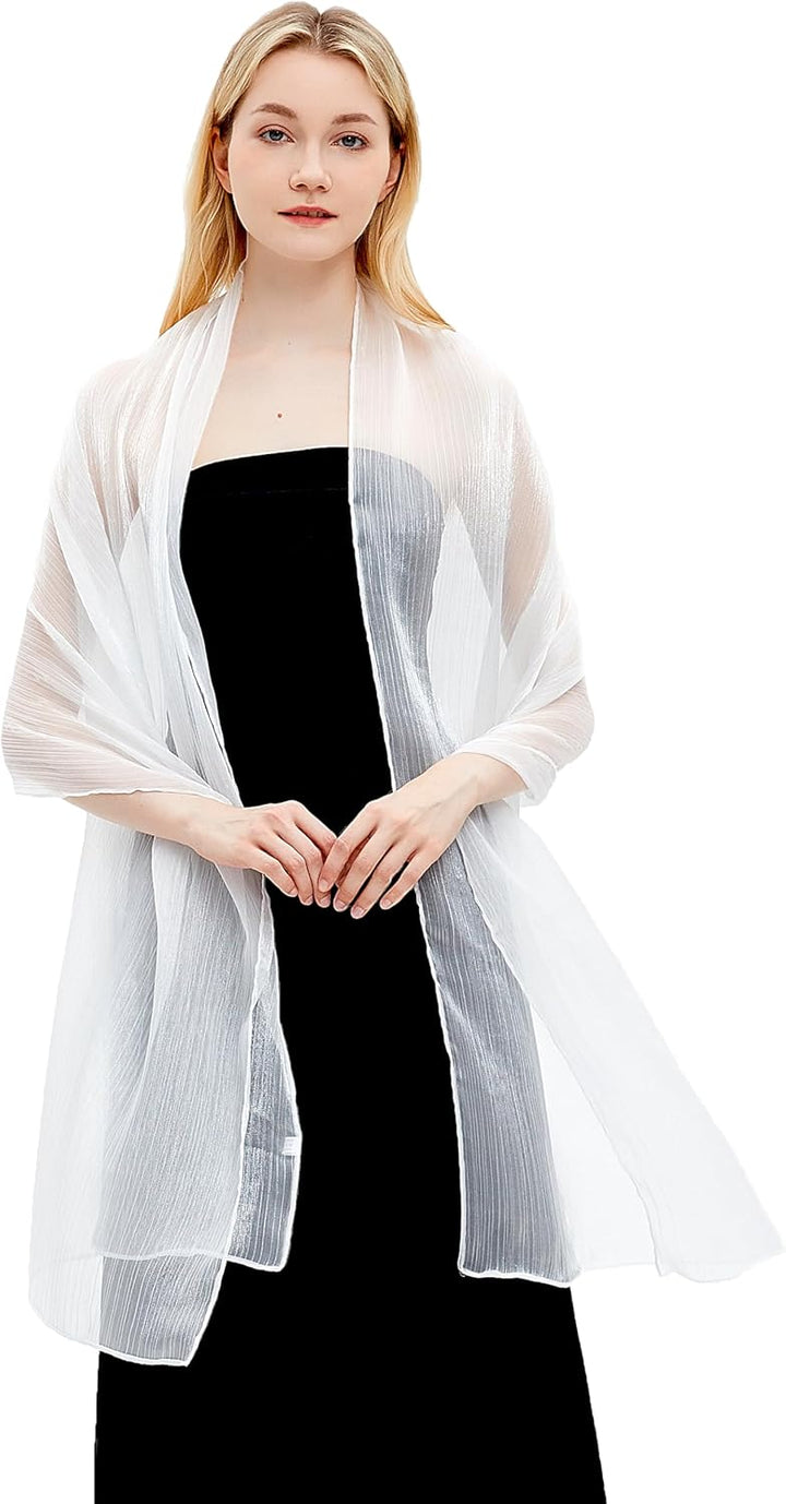Gragengs Damen Schals und Wraps für Abendkleider Leichte Sheer Crepe Tücher Shimmer Hochzeit Party S