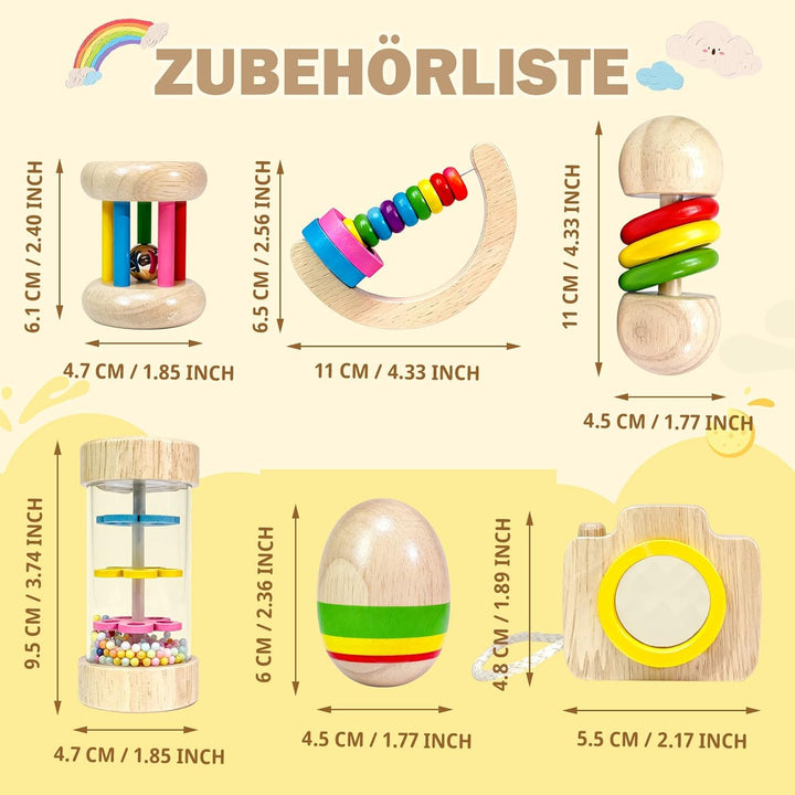 Montessori Baby Spielzeug ab 1 Jahr: Sensorik Rassel Babyspielzeug ab 3-6-9-12-18 Monate Junge Mädch