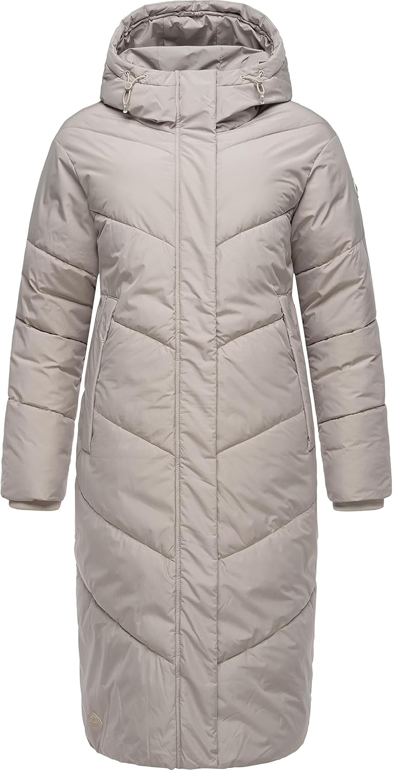 Ragwear Damen Winterjacke Langer Regenmantel Steppmantel wasserdicht warm gefüttert mit Kapuze Sumin