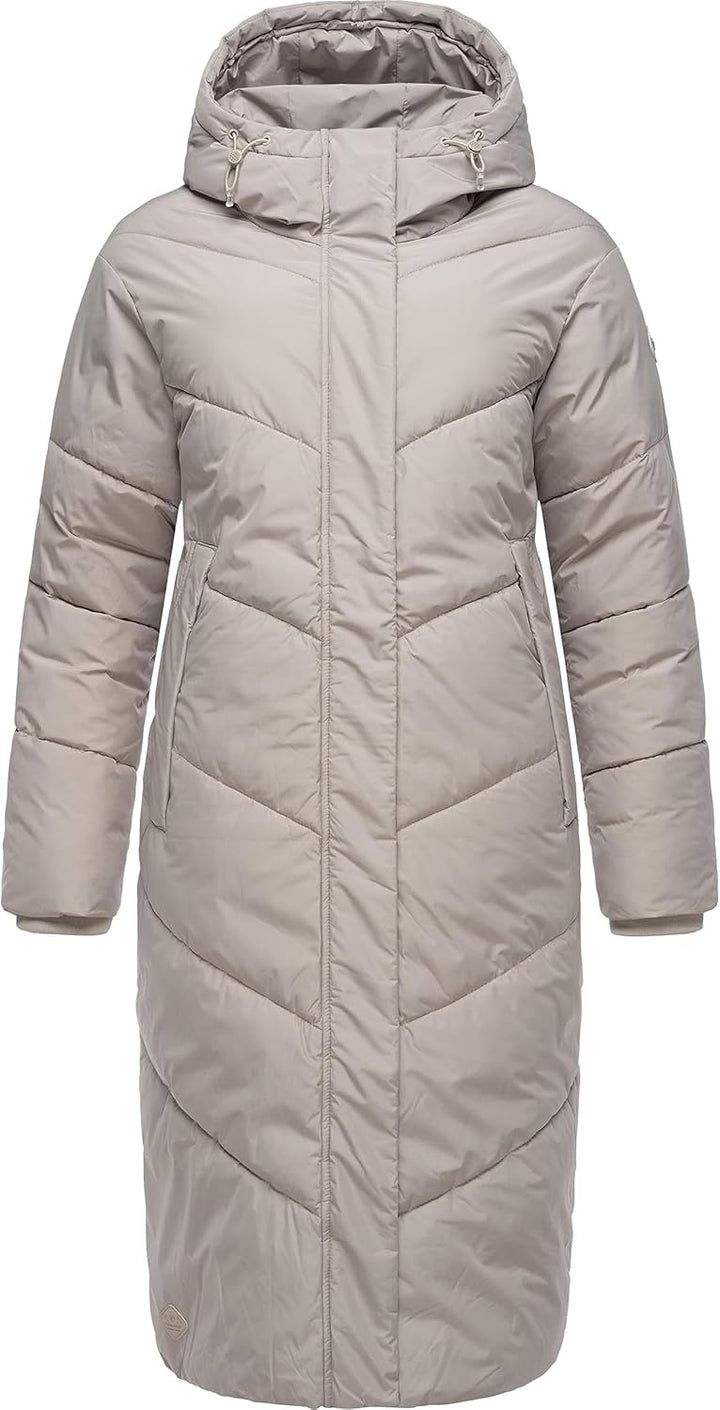 Ragwear Damen Winterjacke Langer Regenmantel Steppmantel wasserdicht warm gefüttert mit Kapuze Sumin