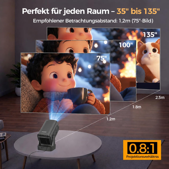 Alwtniet HY310 Mini Beamer 4K Unterstützt, 1080P Mini Projektor mit Autofokus &amp; Automatische Trapezk
