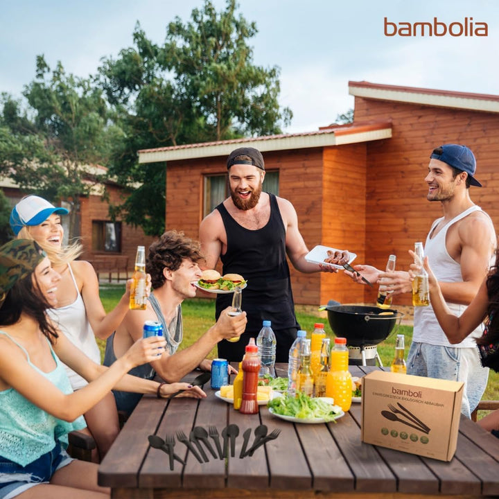 Mehrwegbesteck | PREMIUM Campingbesteck | Robust Reisebesteck Outdoor Besteck | Partybesteck wiederv