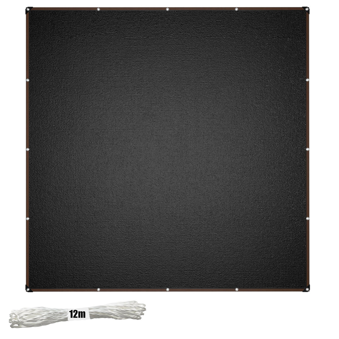 Garten Sonnensegel 4x4m Quadrat Segeltuch mit Ösen &amp; 12m Befestigungsseile Windabweisend Schattierne