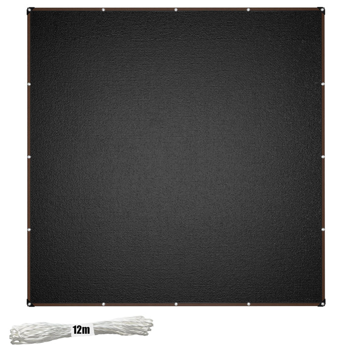 Garten Sonnensegel 4x4m Quadrat Segeltuch mit Ösen &amp; 12m Befestigungsseile Windabweisend Schattierne