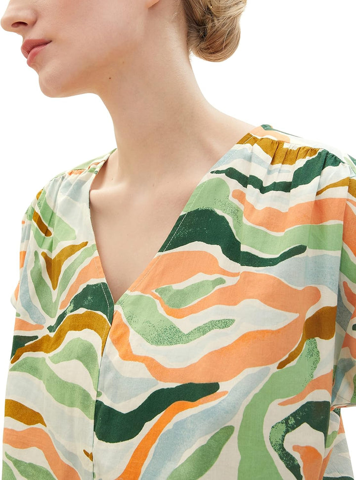 TOM TAILOR Damen Bluse mit Muster 32 31122 - Colorful Wavy Design, 32 31122 - Colorful Wavy Design