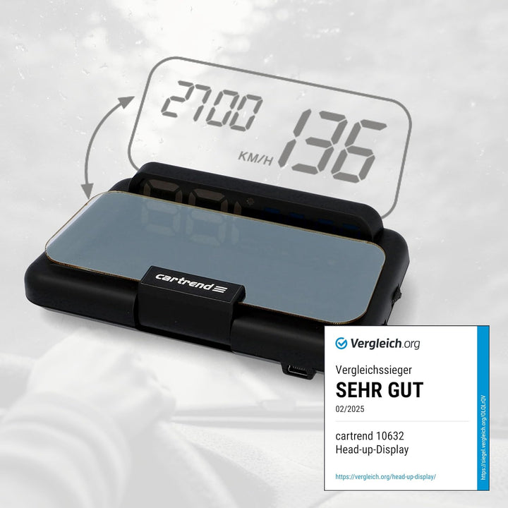 Cartrend 10632 Head Up OBD2 & HUD Display Geschwindigkeitsmesser Auto Tachometer Wassertemperaturmes