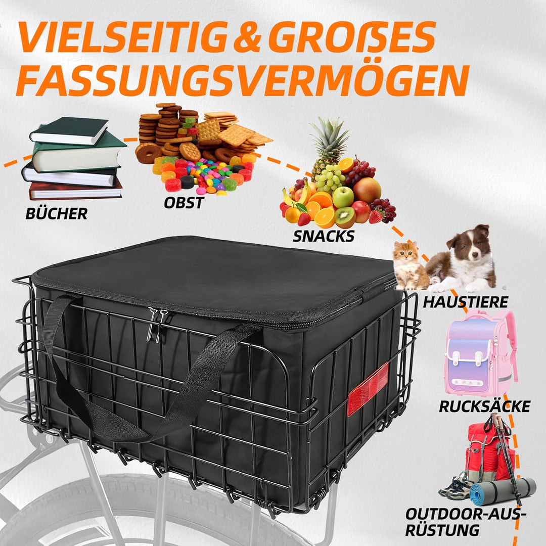 Fahrradkorb. Unisex-Fahrradkorb, hinten montierbar, abnehmbar, grosses Fassungsvermögen, geeignet fü