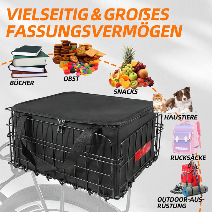 Fahrradkorb. Unisex-Fahrradkorb, hinten montierbar, abnehmbar, grosses Fassungsvermögen, geeignet fü