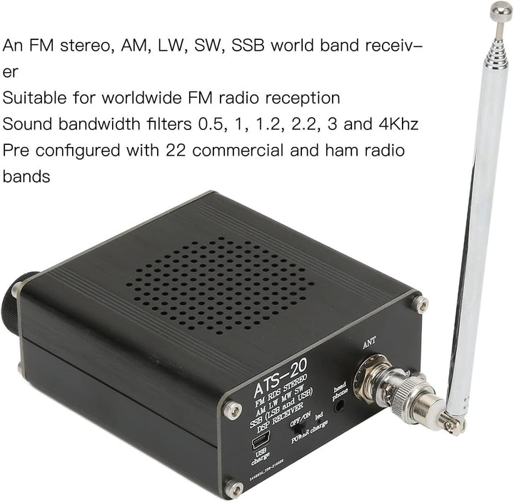 AM FM Kurzwellenradio, MW SW SSB Allband-Funkempfänger Batteriebetriebenes Tragbares Reiseradio für