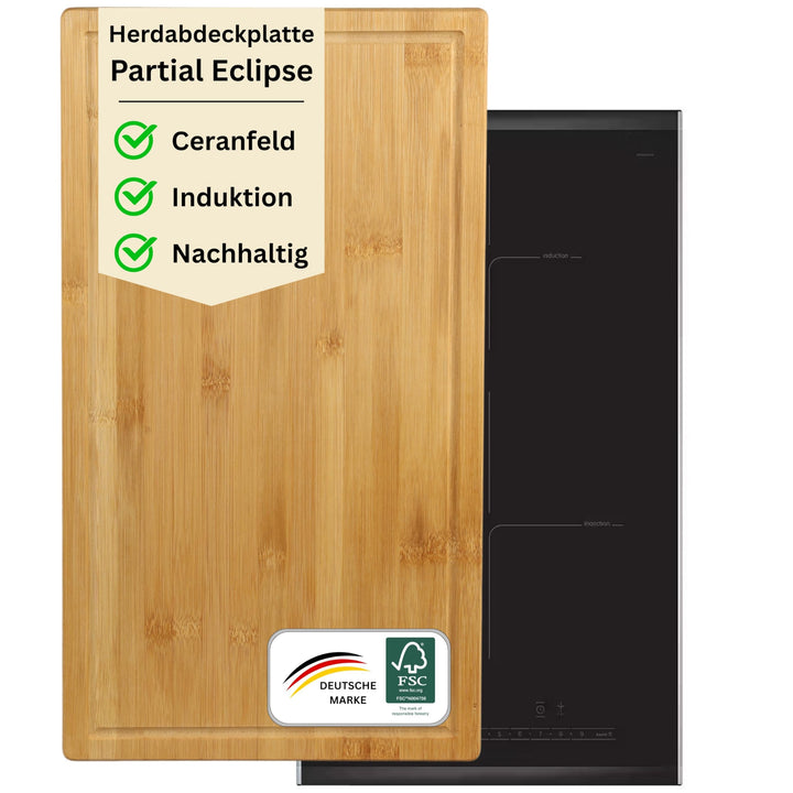 MOON HOME Schneide- und Abdeckplatte - Partial Eclipse, aus nachhaltigem FSC Bambus/Holz, grosse 2 i