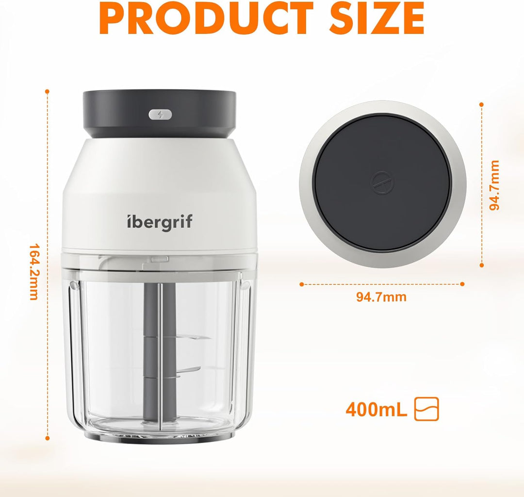 Ibergrif M503 Multizerkleinerer Elektrisch,Zerkleinerer Elektrisch 400ml, USB-Aufladung, Portabilitä