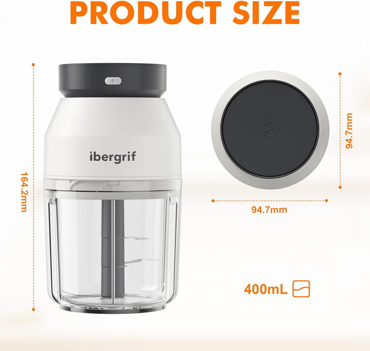 Ibergrif M503 Multizerkleinerer Elektrisch,Zerkleinerer Elektrisch 400ml, USB-Aufladung, Portabilitä