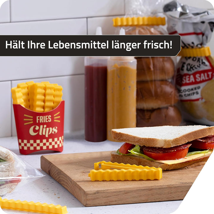 Peleg Design Fries Clips: 12 süsse Pommes-förmige Verschlussclips für Tüten &amp; Beutel, Lustige Tütenc