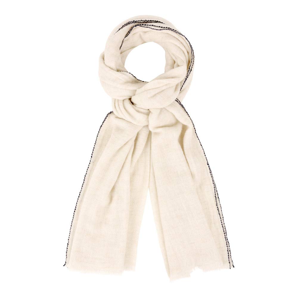 LES POULETTES -Schal Wolle und Kaschmir -Beige und Marine Blau