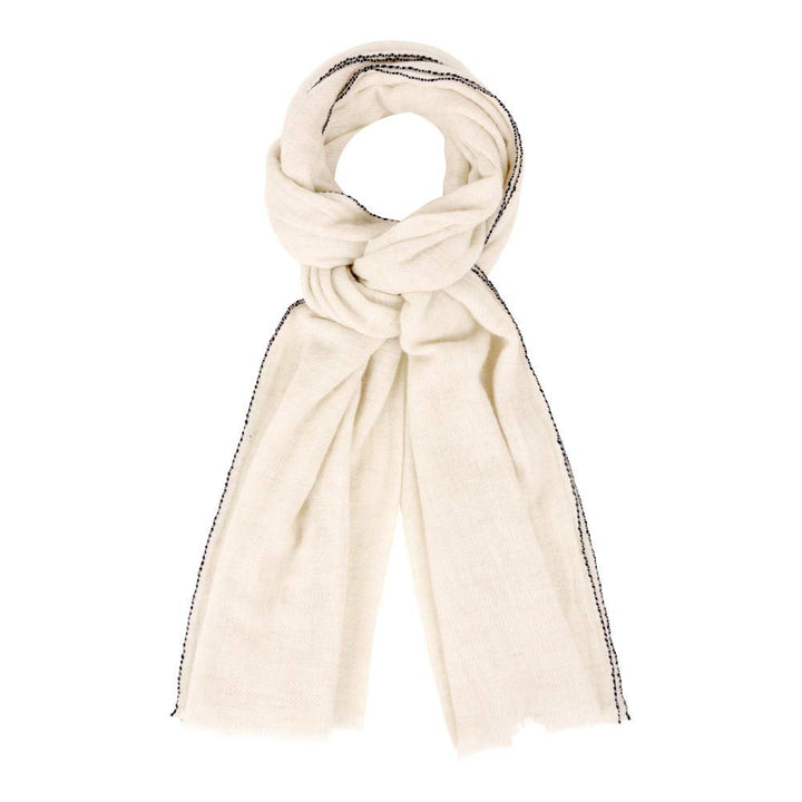 LES POULETTES -Schal Wolle und Kaschmir -Beige und Marine Blau
