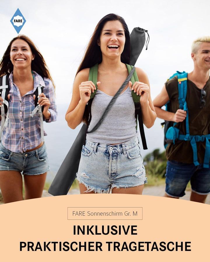 FARE Sonnenschirm Gr. M - 180 cm Durchmesser - UV-Schutz 50+ für Balkon Garten Terrasse Sommer - Tit