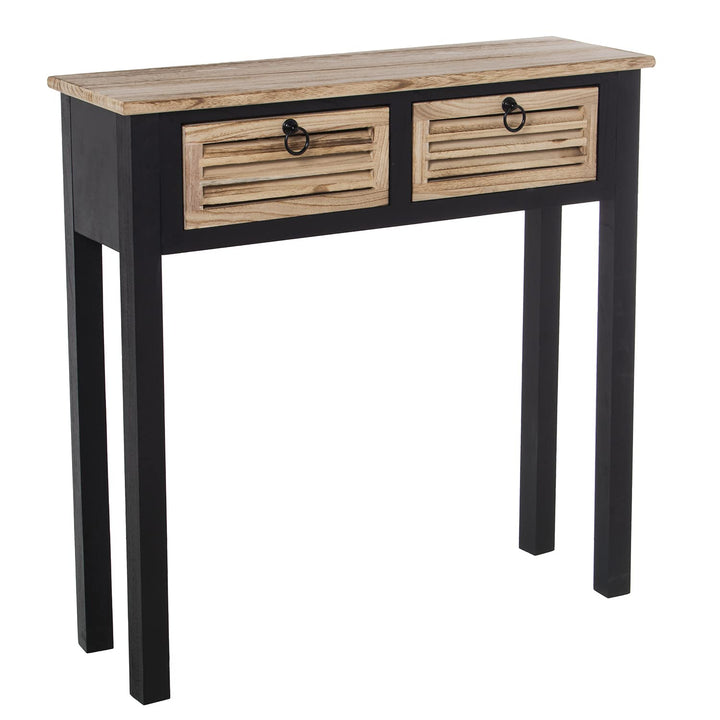 DRW Konsole, Holz und MDF, Schwarz/Natur, 163x3.5x81 cm